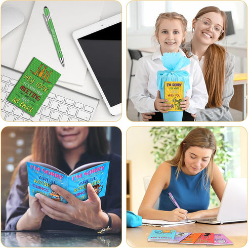 32 Pcs Funny Gifts Set Negative Verse Notebooks Ballpoint Pens Funny Pens Quotes Notepads Touch Stylus Pens Passive Gifts Set for Women Men Cowork...