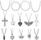 14 Pcs Grunge Goth Necklace Set Y2k Grunge Jewelry Gothic Cross Y2k Star Emo Accessories Y2k Jewelry Set for Women Men...