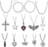 14 Pcs Grunge Goth Necklace Set Y2k Grunge Jewelry Gothic Cross Y2k Star Emo Accessories Y2k Jewelry Set for Women Men...