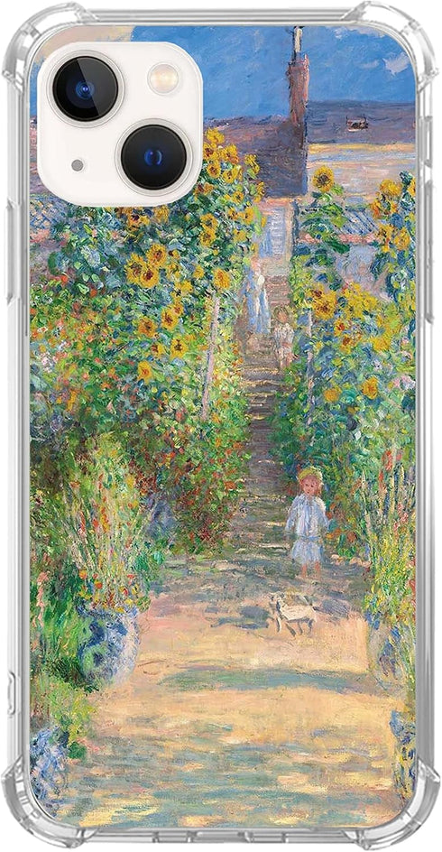 Claude Monet Art Painting Phone Case for iPhone 15, Watercolor Sunflower Impressionism Cover for Women Men Girls Boys, Trendy Design TPU Bumper Ca...