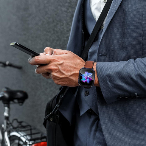 WINGLE 4 Pack for Apple Watch Series 9 8 7 Screen Protector Case 45mm, Straight Edge Waterproof case Full Protective Hard PC Cover Built-in Temper...