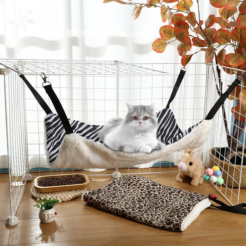 3 Pcs Reversible Pet Hammock Soft Plush Cat Hanging Hammock Guinea Pig Bed Rat Cage Accessories for Cat Puppy Dog Piggy Kitten Ferret Rabbit Other...