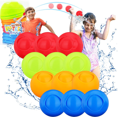 Water Balls 12 Pack Reusable Quick Fill Water Balloons Bombs Splash Soaker Ball Summer Outdoor Indoor Water Fight Toy for Kids Backyard Pool Activ...