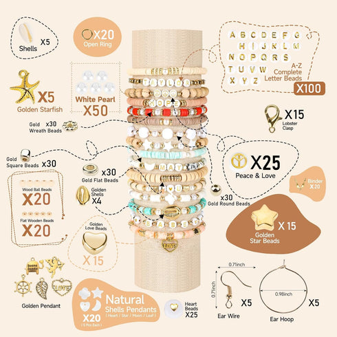 EMUFOOK 4500PCS Clay Beads Bracelet Making kit, 20 Color Heishi Beads Kit for Friendship Bracelet Jewelry Making Kit for Girls, DIY Jewelry Making...