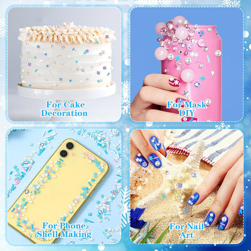 250 Grams Snowflake Fake Snowman Sprinkles Tiny Polymer Clay Embellishments Snowflake Polymer Clay Slices Soft Clay DIY Decoration for Resin Nail ...