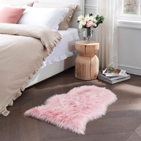 Faux Fur Rug Sofa Chairs Cover, Pink Small Rug for Bedroom, 2X3 Shaggy Furry Rug for Kids Room, Shag Fluffy Rug for Nursery Room, Soft Fuzzy Plush...