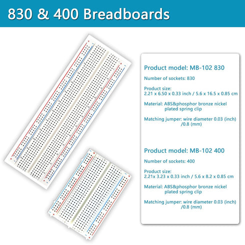 560Pcs Breadboard and Jumper Wire kit PCB Circuit Board Assortment 14 Different Lengths with breadboard?Tweezers?Alligator Clip Test Leads and Pla...