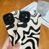 Designed for iPhone 14 Phone Case, Soft PU Leather TPU and Cute Art Wavy Painted for Women Girls, Slim Protective Shockproof Compatible with iPhon...