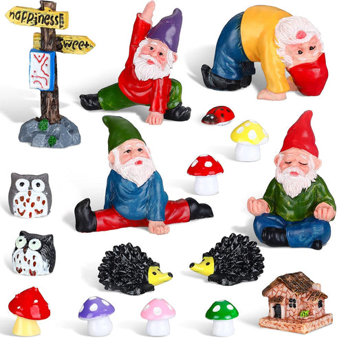 Jetec Gnomes Fairy Resin Statues Miniature Garden Accessories Mini Dwarf Figurine Fairy Miniature Ornament DIY Kit Micro Landscape Ornaments for O...