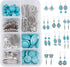 SUNNYCLUE 1 Box DIY 10 Pairs Turquoise Bead Earrings Making Kit Alloy Enamel Leaf Pendants Charms with Turquoise Beads Eye Pin & Earring Hooks for...