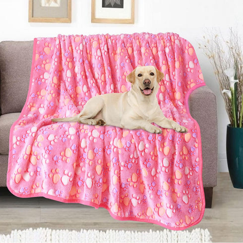Upgraded Dog Blankets for Large Dogs, Dog Cat Blankets Washable 40" x 50", Soft Pet Mat Throw Cover for Kennel Crate Bed, Cute Paw Pattern, Dog Bl...
