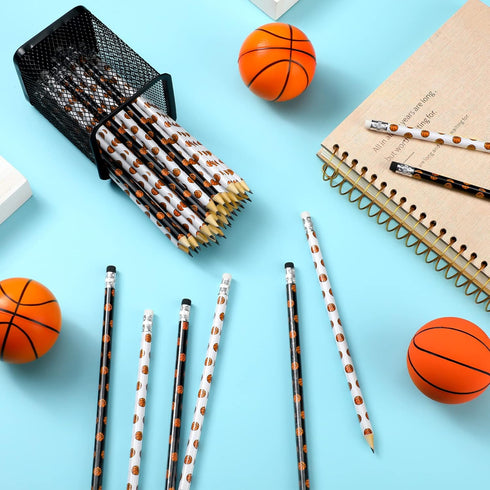 40 Pieces Basketball Pencils Sports Pencils with Eraser Welcome Back to School Pencils Basketball Party Favors Basketball Wooden Sports Pencils fo...