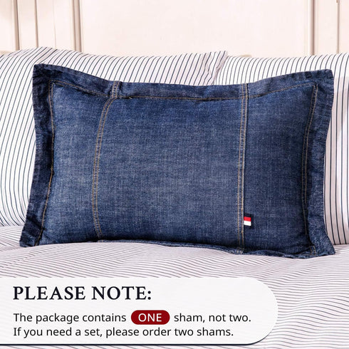 Elegant Life Home 100% Cotton Washed Pillow Case Soft Denim Standard Pillow Sham 20'' x 26'' (1 pc, Dark Blue)...