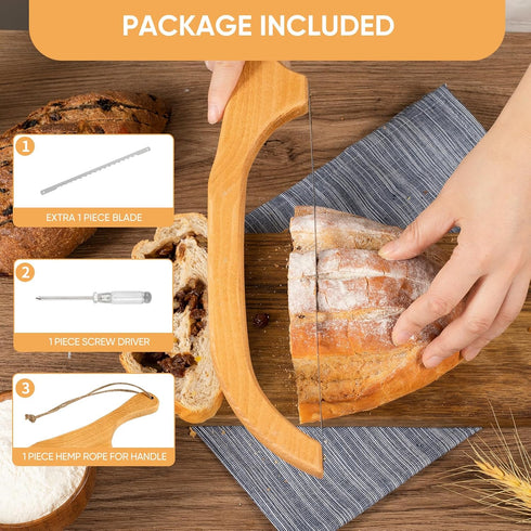 Bread Knife For Homemade Bread Sourdough,Sourdough Bread Knife,Solid Wood Handle With Extra 1 Piece Premium Stainless Steel Blade,Gifts For Sourdo...