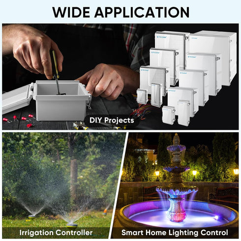 TICONN Waterproof Electrical Junction Box IP67 ABS Plastic Enclosure with Hinged Cover with Mounting Plate, Wall Brackets, Cable Glands (Clear, 5....