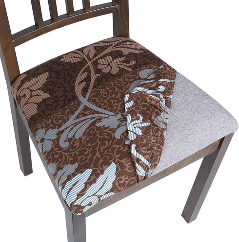 SearchI Seat Covers for Dining Room Chairs Stretch Printed Chair Seat Covers Set of 4, Removable Washable Upholstered Chair Seat Protector Cushion...