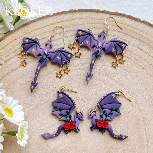 Keoker Dragon Clay Cutters, Polymer Clay Cutters Dragon, Dragon Earring Clay Cutter, Polymer Clay Cutters for Jewelry Making....