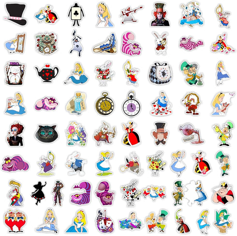 70Pcs Hot Disney Alice in Wonderland Stickers Pack for Water Bottles Cup Laptop Guitar Car Motorcycle Bike Skateboard Luggage Box Vinyl Waterproof...