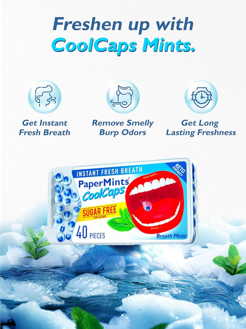 CoolCaps - Instant Fresh Breath Mints Sugar-Free 4 Pack - 160 capsules. Extreme Bad Breath Treatment for Adults, Breath Freshener Pearls for Halit...