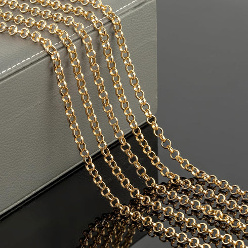 YOUBEIYEE 10 Meters Gold Plated Chain for Jewelry Making, Aluminum Rolo Necklace Chain for Men and Women Lightweight Craft Chain Roll...