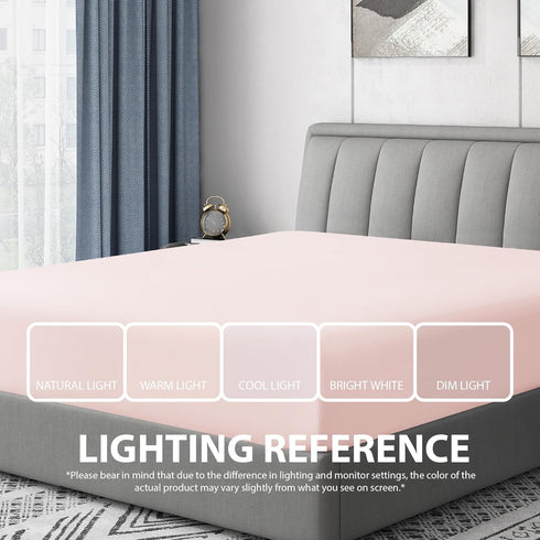 Cathay Home Luxury Wrinkle and Fade Resistant Double Brushed Ultra Soft Microfiber 14-Inch Standard Pocket Single Fitted Sheet, Blush, Twin...