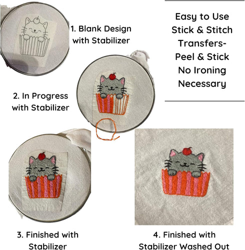 Dog Hand Embroidery Patterns Transfers Kit 26 Pieces on Stick and Stitch Water Soluble Sewing Stabilizer Paper for Beginners and Adults Hand Sewin...