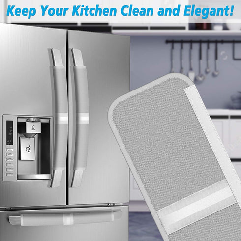 Miss.Silk Refrigerator Door Handle Covers, 5PCS, Sleek and Form-Fitting, Keep Your Fridge, Stove, Oven, Microwave, Dishwasher Clean from Smudges, Drips, Food Stains, Oil, Save Your Time! (Grey)