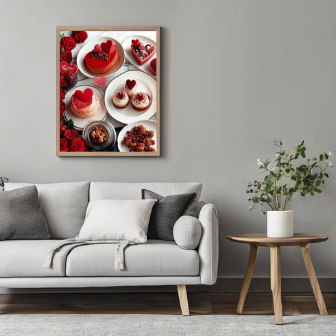 Posterizer 1 pcs-Valentine’s Day brunch with delicious, love-themed foods-Romantic Art-Holiday Poster Collection-Gift for Couples boyfriend girlfr...