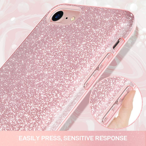 MILPROX Glitter case Compatible with iPhone SE 2022, iPhone 7/8 4.7", Shiny Sparkle Bling, 3 Layer Hybrid Protective Soft Phone Case for iPhone SE...