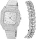 Diamond Watch for Men Guys Iced Out 20MM Wide Wristband 18k Real Gold/White Gold Platinum/Rose Gold/Rhodium Black Plated, Cuban Link Chain Set Opt...