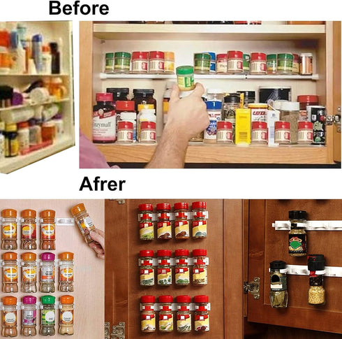 4 Pack 20-Clips Spice Gripper Clip Wall Mounted Kitchen Spice Jar Rack,Organizer Rack,Seasoning Jar Storage Holder,Bottles Clip,Cupboard Spice Rac...