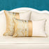 Alerfa 12 x 20 Inch Khaki White Geometric Striped Gold Leather Patchwork Velvet Cushion Case Luxury Modern Lumbar Throw Pillow Cover Decorative Pi...