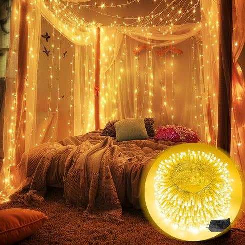 66FT 200LED Christmas String Lights Outdoor/Indoor, Extendable Twinkle Fairy Lights Waterproof Clear Wire with 8 Modes&Timer Function for Garden B...