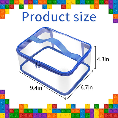3 Packs Clear Toy Storage Bags- 9.4 x 6.7 x 4.3 Inch Transparent PVC Toy Organizing Bags with Zipper- Waterproof Toy Storage Organizer Pouch for B...