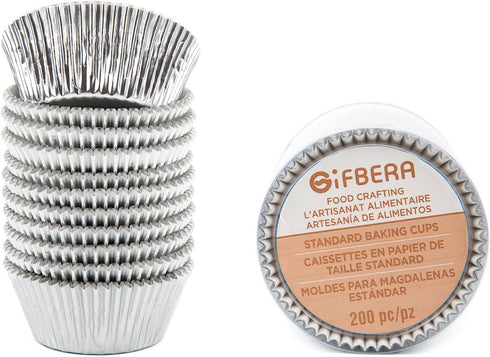 Gifbera Standard Silver Foil Cupcake Liners Metallic Paper Muffin Baking Cups 200-Count (Silver)...