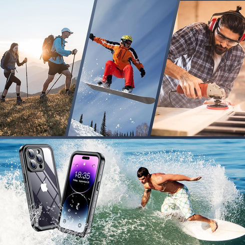 SPIDERCASE for iPhone 14 Pro Case Waterproof, Built-in Lens & Screen Protector, Full Heavy Duty Protection, 12FT Military Shockproof, Dustproof, A...