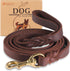 QUMY Leather Dog Leash 6ft, Heavy Duty Dog Training Leash for Large and Medium Dogs, Soft and Strong Genuine Leather Braided Handmade Long Lead Le...
