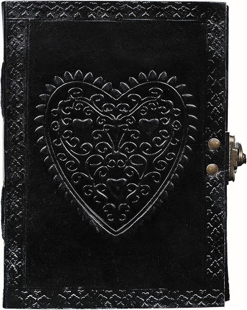 cuero Large Vintage Heart Embossed Black Uncut Paper Leather Journal/Instagram Photo Album...