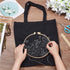 ORIGACH DIY Canvas Tote Bag Embroidery Kit with White Rose Pattern for Beginners, Floral Embroidery Shoulder Bag Set for Adults, Complete Embroide...