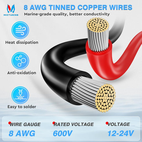 MICTUNING Trolling Motor Plug and Receptacle, 12-24V 8 AWG, Quick Connect for Marine Boat Yacht Minn Kota MotorGuide Newport, Waterproof Dustproof...