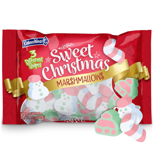 Colombina Sweet Christmas Marshmallows, Soft, Assorted Vanilla Bean Marshmallows, Christmas Trees, Candy Canes, and Santas, 5.1oz (Pack of 1)...