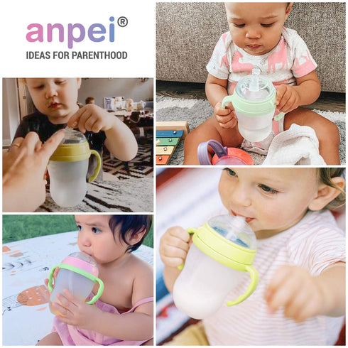Anpei Straw Cup Straw Transitional Nipples Set of 2 with Nipple Storage Case Compatible with Comotomo Baby Bottles, 5 oz and 8 oz...