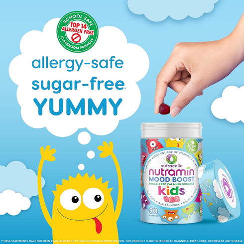 NUTRAMIN Kids Mood Boost Vitamin Gummy: The Yummy and Calm Magnesium Citrate Supplement for Children with Ashwagandha & Vitamin B Complex Anti-Str...