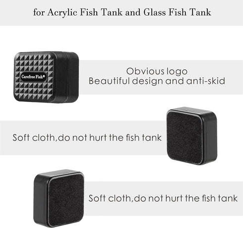 Carefree Fish Aquarium Mini Magnetic Cleaner for Acrylic and Glass Fish Tank Tiny Magnet Brush Algae Scrapers (Plus No Floating)...