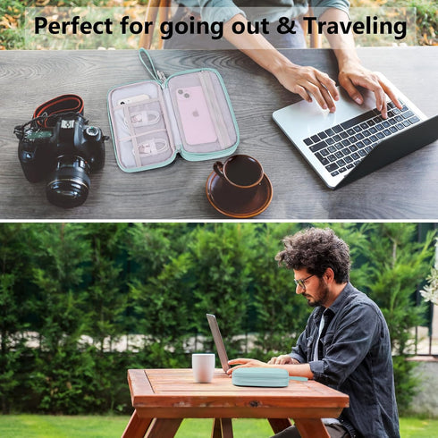 DDgro Tech Organizer Travel Carrying Case Cables Pouch Organize and Storage Accessories Electronics Cords Charger Earphones Power Bank (Mint Green...