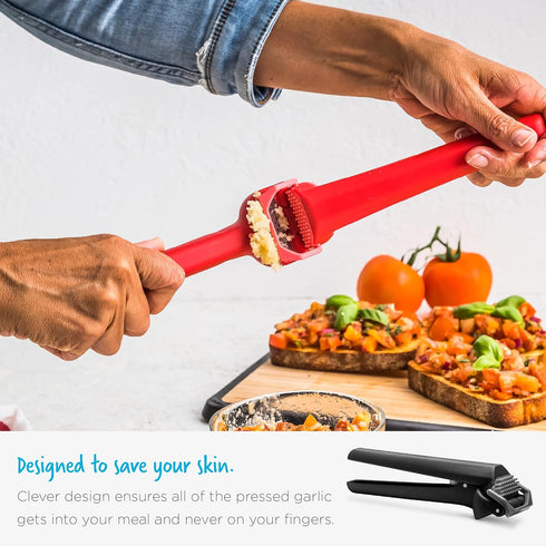 Dreamfarm Garject Lite 2-In-1 Garlic Peeler, Garlic Press & Mincer with Garlic Peel Ejector, Nylon - Red...