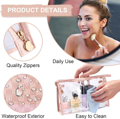 Toiletry Bag Travel Bag, Cosmetic Makeup Bag, Waterproof Clear Travel Organizer for Accessories, Toiletries Shampoo Bags Travel Case Makeup Pouch ...