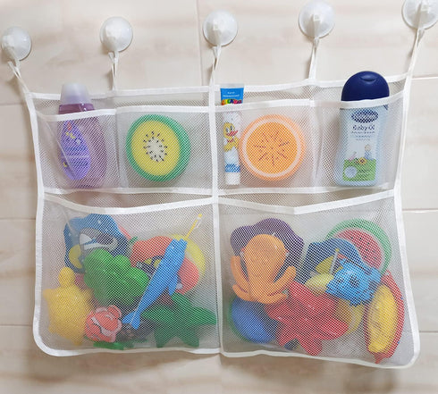 Premium Large Bath Toy Storage 26”x20” - Mesh Bathtub Toy Holder Basket, Kids Bath Toy Net, Baby Bath Toy Organizer, Toddler Shower Caddy Hanging ...