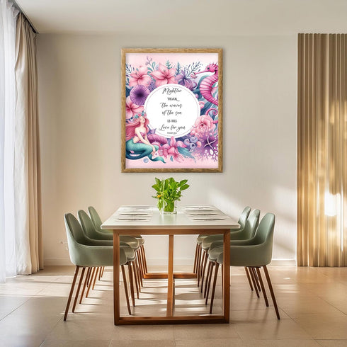 Posterizer 1 pcs-girly mermaid bible verse art-Psalm 93: 4-Kids Room Art-Religious Posters-Gifts for Christians-Living Room Bedroom Decor- UNFRAME...