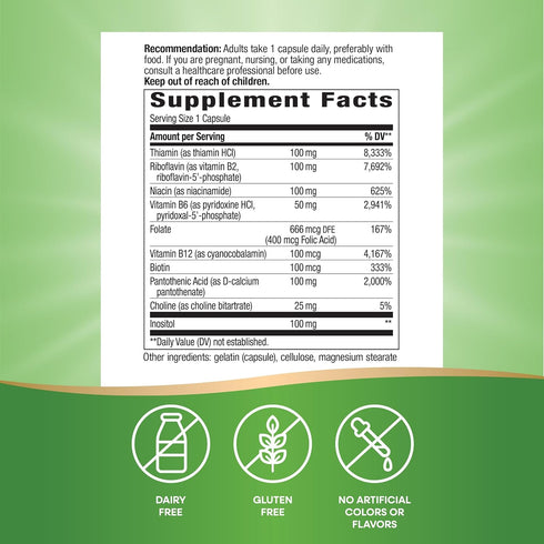 Nature's Way B-100 Complex, Supports Cellular Energy and Nerve- Health*, 8 B-Vitamins, 60 Capsules (Packaging May Vary)...